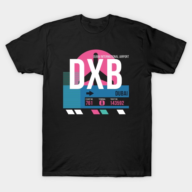 Dubai (DXB) Airport Code Baggage Tag T-Shirt by SLAG_Creative